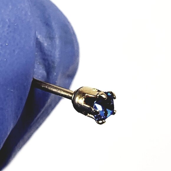 Swarovski Crystal Element - Gold Overlay Blue Stone "Tiny" Stud Earrings - Picture 10 of 11
